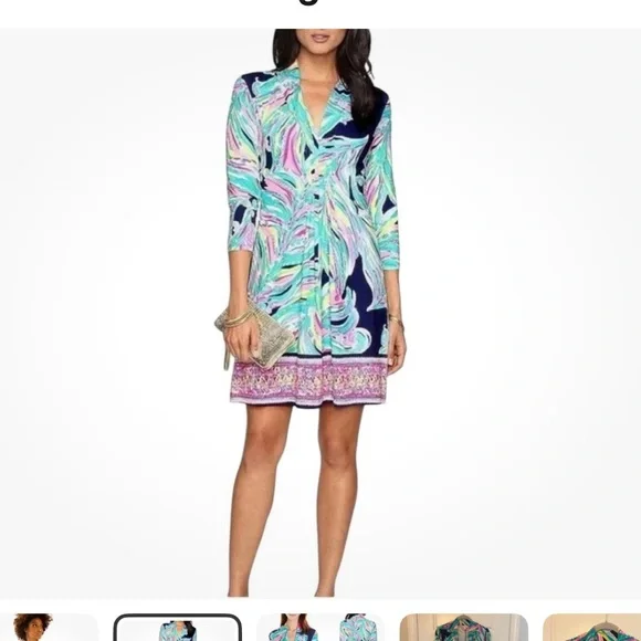 Lilly Pulitzer Don't Leave Me Hanging Margate Dress Medium Coastal Resortwear - Picture 2 of 7